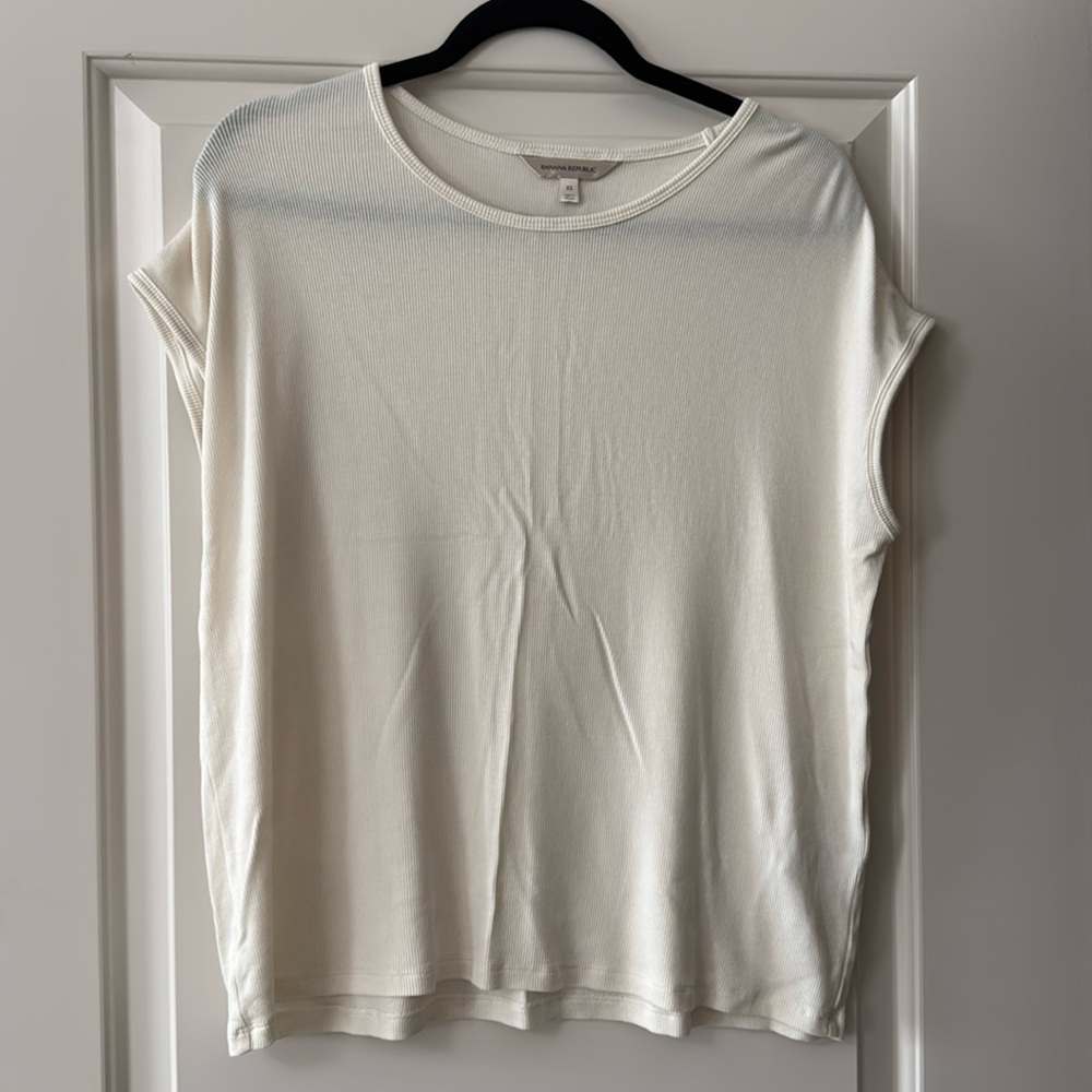 Banana Republic Cream Ribbed Top, XS
